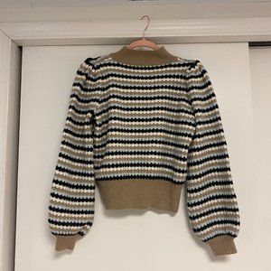 Impressions Stripe Sweater with Balloon Sleeves, size S